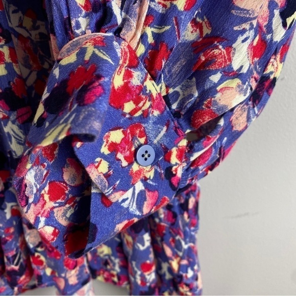 ZAC & Rachel Purple Pink Floral Boho 3/4 Sleeve Blouse Large - Picture 7 of 9